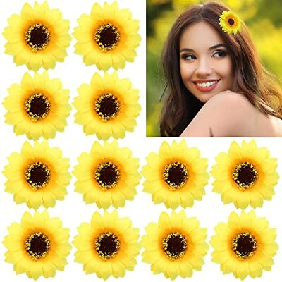 #ad 12 Pieces 2.75 Inch Daisy Flowers Sunflower Artificial Floral Hair Clips for ... $10.96