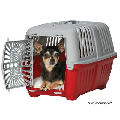 #ad 19quot; Travel Pet Carrier Red with Plastic Door Pet Cage Dog Cat Camping $19.84