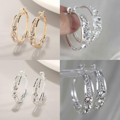 #ad Women 925 Silver Simple Hoop Earrings Engagement Wedding Jewelry Birthday Gift C $2.56