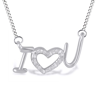 #ad quot;I ? Youquot; Natural Diamond Necklace In Sterling Silver $71.97