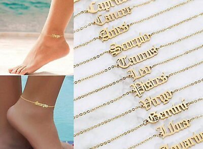 #ad Women Gold Anklets Simple Letters Twelve Constellations Ankle Bracelet Jewelry $4.09