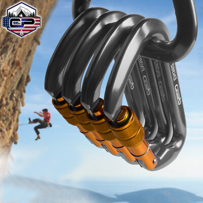 #ad 30KN Aluminum Locking Climbing Carabiner Outdoor Rock Rescue D Shape Screw Hook $12.99