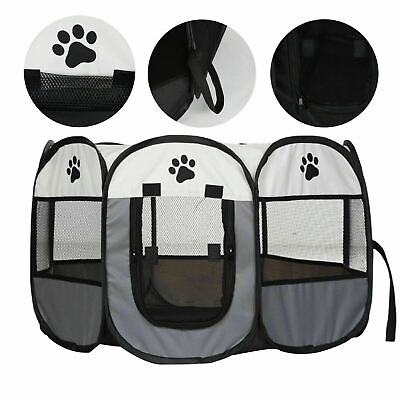 #ad US Portable Foldable Pet Tent Cage Octagonal Fence Dog Cat Playpen Puppy Kennel $16.14