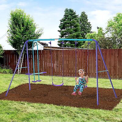 #ad Children#x27;s Playground Set Adjustable Ropes with Metal Frame for Stability $107.99