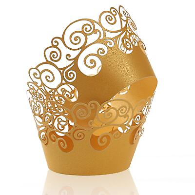 #ad Cupcake Wrappers 50 Pack Cupcake Wraps Filigree Artistic Bake Cake Paper Cup ... $18.69