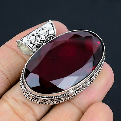 #ad Red Garnet Gemstone 925 Sterling Silver Jewelry Gift Pendant R694 $10.52
