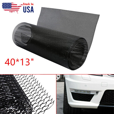 #ad 40*13 Universal Car Grille Mesh Net Sheet Aluminum Rhombic Auto Mesh Grill Black $12.59