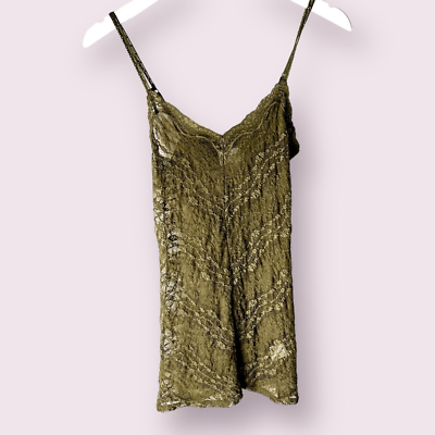 #ad Olive Military green Lace sleeveless top mini dress small minidressSmall $25.00