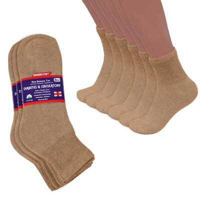 #ad 3 12 Pairs Men Circulatory Health Diabetic Khaki Ankle Socks Quarter socks 9 11 $15.99