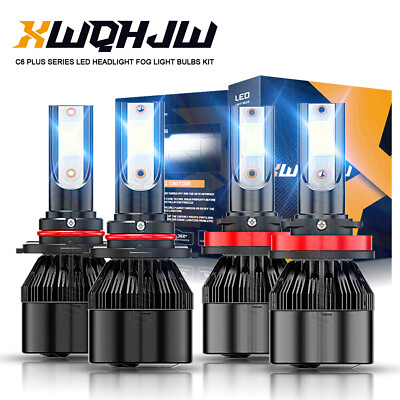 #ad 4 × 9005 H11 LED headlight high and low beam bulb kit super white bright light $24.99