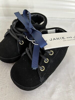 #ad Janie And Jack BABY Lace up Boots Black 12 18 Months $28.00