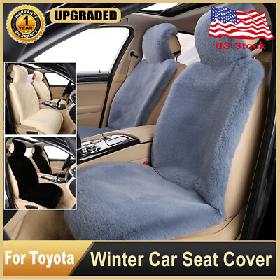 #ad 2024 Faux Sheepskin Car Automotive Seat Cover 2pcs Front Cushion Warm For Toyota $80.00