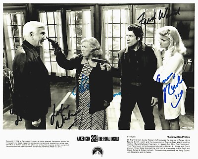 #ad “Naked Gun 33⅓: The Final Insult” Cast Signed X4 10X8 Bamp;W Photo COA $699.99