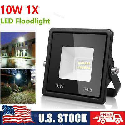 #ad 10W LED Flood Light Outdoor Spotlight Cool White Garden Security Lamp 110V $5.99
