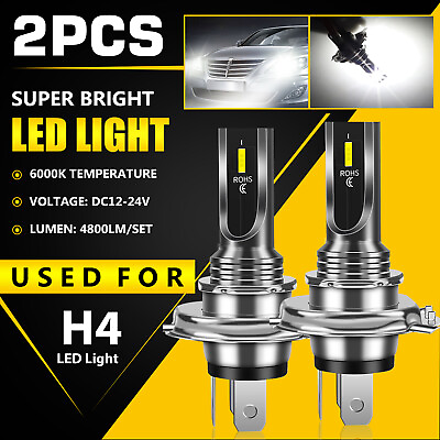 #ad Pair H4 9003 HB2 LED Fog Driving Light Bulb Conversion Kit DRL 6000K Super White $10.98