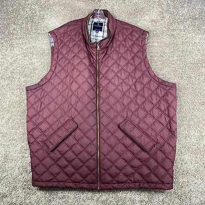 #ad Brooks Brothers Full Zip Quilted Vest Men#x27;s 5XL Sleeveless Purple Mock Neck $79.99