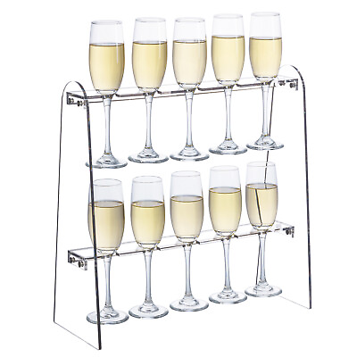 #ad Clear Acrylic Champagne Flute Glass Stand Hanging Display Rack with 10 Slots $37.99