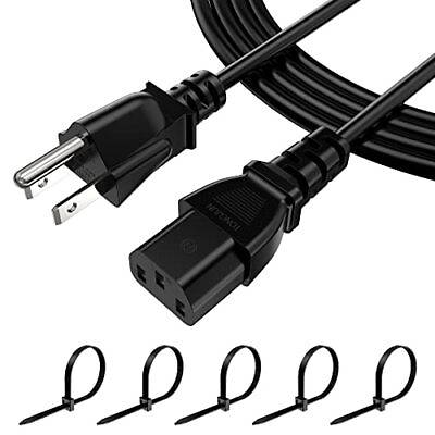 #ad 15FT Computer Replacement Power Cord 1 Pack 3 Prong AC Power Cable NEMA 5 15P... $20.72