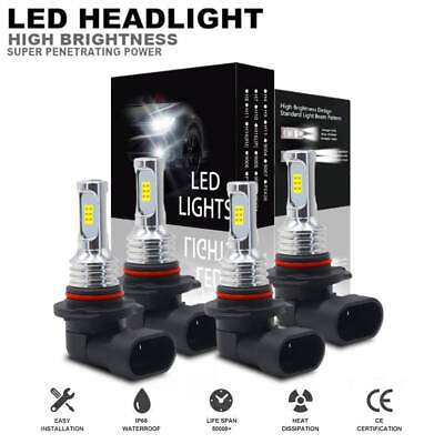 #ad 4x LED Combo 9005 9006 Headlight Bulbs High Low Beam Kit 6500K Xenon White $24.99