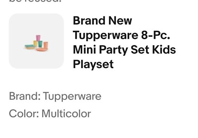 #ad Brand New Tupperware 8 Pc. Mini Party Set Kids Playset $12.95