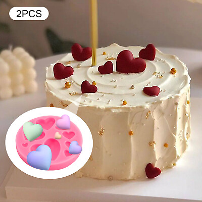 #ad 2* Heart Shape Silicone Molds for Cookie Decor Jewelry Pastry Chocolate Cake $4.55