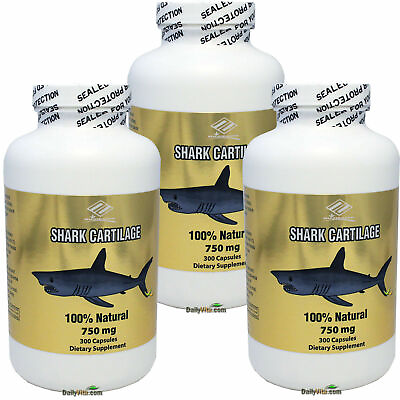 #ad 3 x NuHealth Shark Cartilage 750mg 300 Capsules Heart Health Free Shipping $67.90