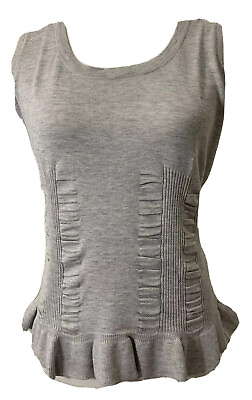 #ad Joseph A Womens Sweater Top Sleeveless Ruffle Peplum Scoop Gray size Medium $7.99