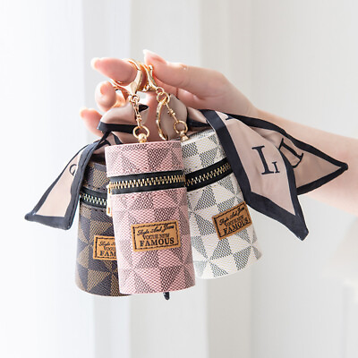 #ad Leather Mini Keychain Bucket Lipstick Bag Charm Handbag Backpack Pendant Storage $4.99