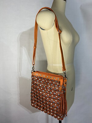 #ad Orange Rhinestone Tassel G.G...ing Shoulder Bag Purse Handbag Medium $17.99
