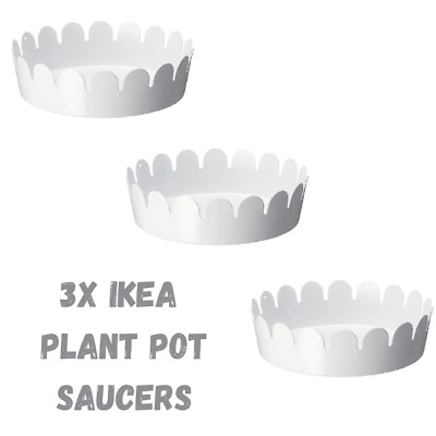 #ad Metal Saucer Plate for Plant IKEA Sommar Color Coated In Outdoor WHITE 3 SETs $14.99