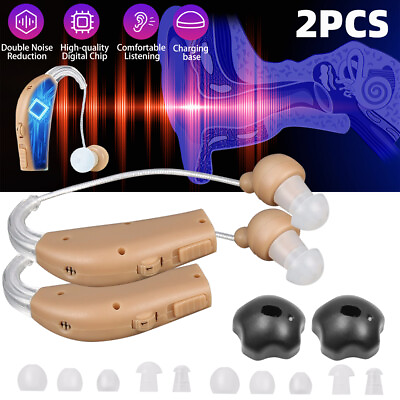 #ad Digital Hearing Aids Rechargeable Invisible BTE Severe Loss Ear Aids High Power $25.99