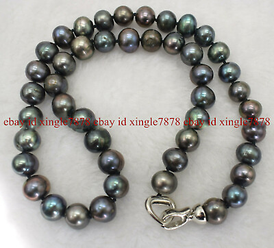#ad Natural 8 9mm Genuine Freshwater Black Pearl Necklace 20quot; $10.99