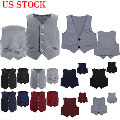 #ad US Kids Boy#x27;s Formal Suit Vest Tuxedo Waistcoat Pants Gentleman Wedding Party $9.44
