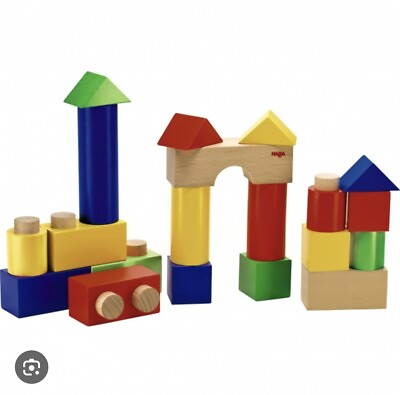 #ad Haba Stack And Play Wooden Blocks Set Of 18 Montessori $20.00