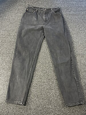 #ad Levis 551 relaxed Fit Tapered Leg Jeans Black Ladies Size 14 Long USA Vintage $28.22