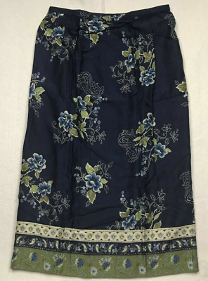 #ad Alfred Dunner Long A Line Skirt Multicolor Floral Zipper Back Slit Womens 12 $4.94