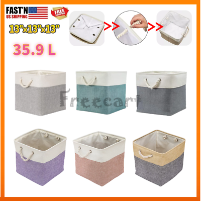 #ad Foldable Storage Cube Basket Bin Cloth Baskets Shelves Cubby Organizers 13×13×13 $8.32