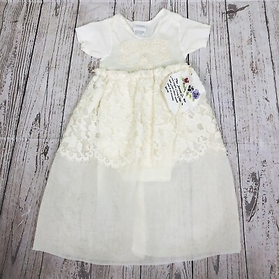 #ad Vintage Secret Garden Baby Lace Mini Dress Size 9 12M White By Carter’s $16.00