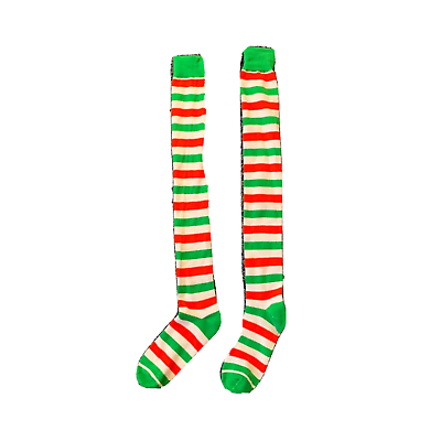 #ad Women Christmas Socks Green Red White Striped Knee High Long Candy Cane 23quot; $6.00
