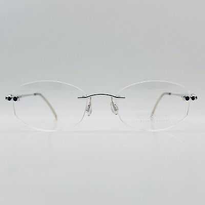 #ad Swarovski eyeglasses Ladies Oval Silver Blue Rimless 23 KT Gp Rhinestone quot; S096 $146.01
