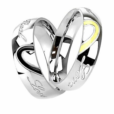 #ad Two Colored Elegant Wedding Ring Engagement Ring Pair Ring With Half Heart Love $8.94