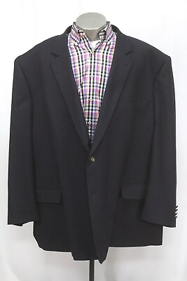 #ad mens navy blue GS Perfect Fit stretch blazer jacket sport suit coat 64 L $43.99