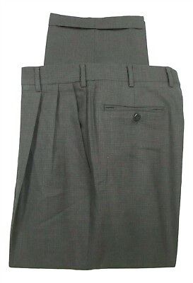 #ad Zanella Austin Mens Charcoal Microcheck Pleated Wool Dress Pants 34x28 $47.95