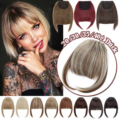 #ad Thick Thin Bang 100% Real Hair Extension Clip In Front Fringe As Human Hairpiece $9.70