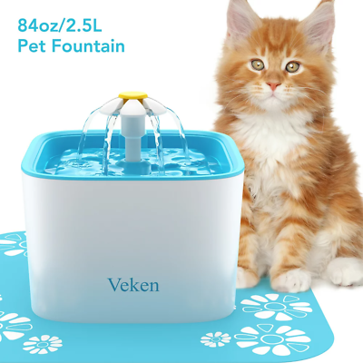 #ad 84Oz 2.5L Pet FountainCat Dog Water Fountain with 3 Replacement Filters amp; 1 Sil $61.20
