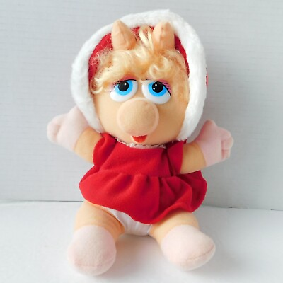 #ad Baby Miss Piggy Christmas Plush Jim Henson Muppet Babies 1987 Vintage $12.00