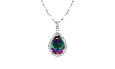 #ad Women#x27;s 925 Sterling Silver 4.00 CTTW Mystic Topaz Pear Cut Pendant Necklace 18quot; $13.99