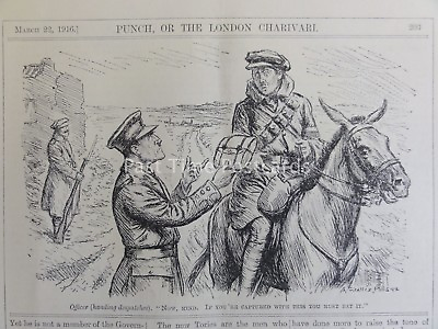 #ad WW1 1916 OFFICER HANDING DESPATCHES TO RIDER Punch Cartoon 22nd March GBP 6.75