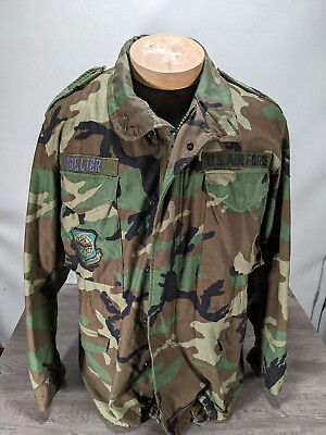 #ad US Army Woodland Camo M65 Field Jacket BDU Cold Weather Coat Medium Regular $79.99