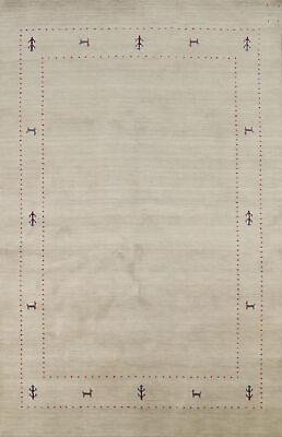 #ad Beige Handmade Indian Rug Wool Gabbeh Bedroom Carpet 5x7 ft. $231.29